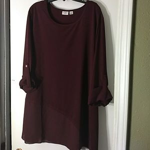 Burgundy 3/4 Sleeve Cato Tunic 22/24
